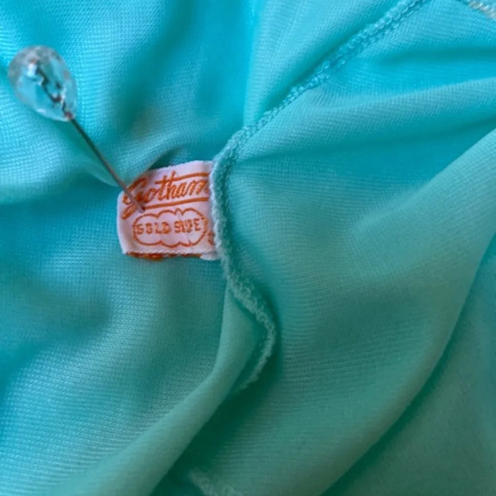 1950's Gotham Turquoise Nylon & Chiffon Nightie - Picture 9 of 13